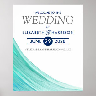 Affiche Elégant Turquoise Tides Beach Mariage Bienvenue