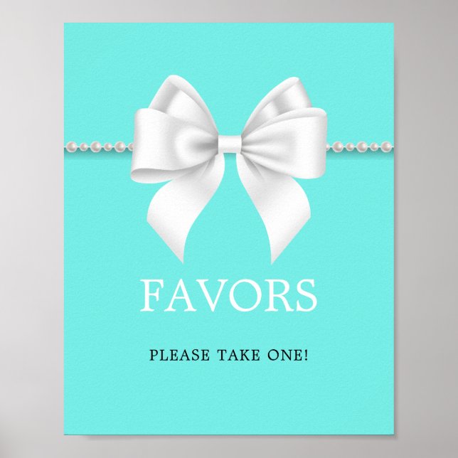 Affiche Élégant Turquoise Tiffany Baby shower Favoris Symb (Devant)