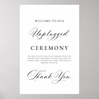 Affiche Elegant Unplugged Wedding Ceremony Sign | Modern 