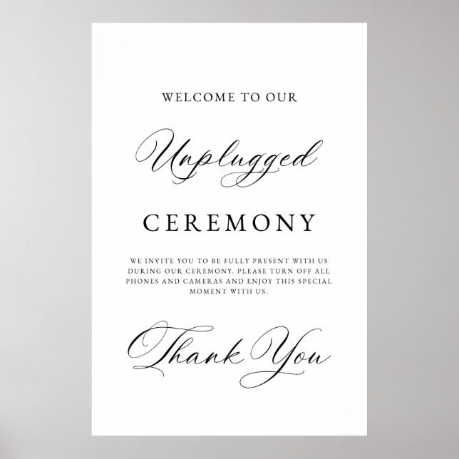 Affiche Elegant Unplugged Wedding Ceremony Sign | Modern  (Devant)