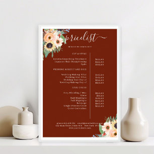 Affiche Élégant vert Floral Salon Rouge
