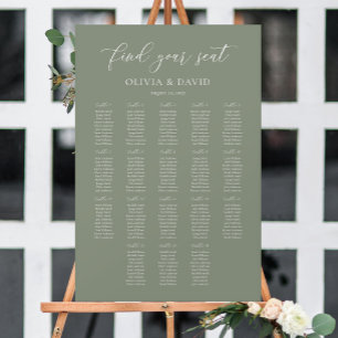 Affiche Élégant Vert Sauge Plan de Table pour 18 tables