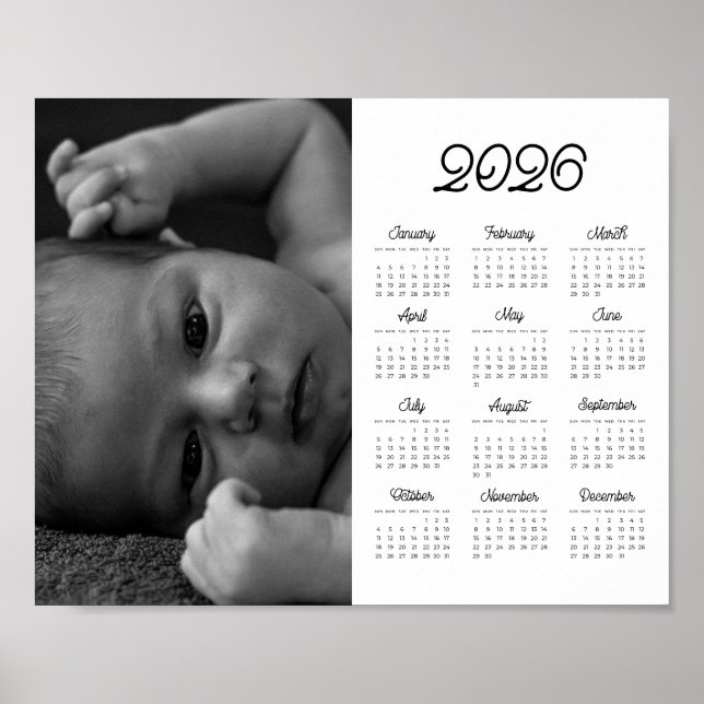 Affiche Elegant vintage 2026 photo landscape calendar (Devant)