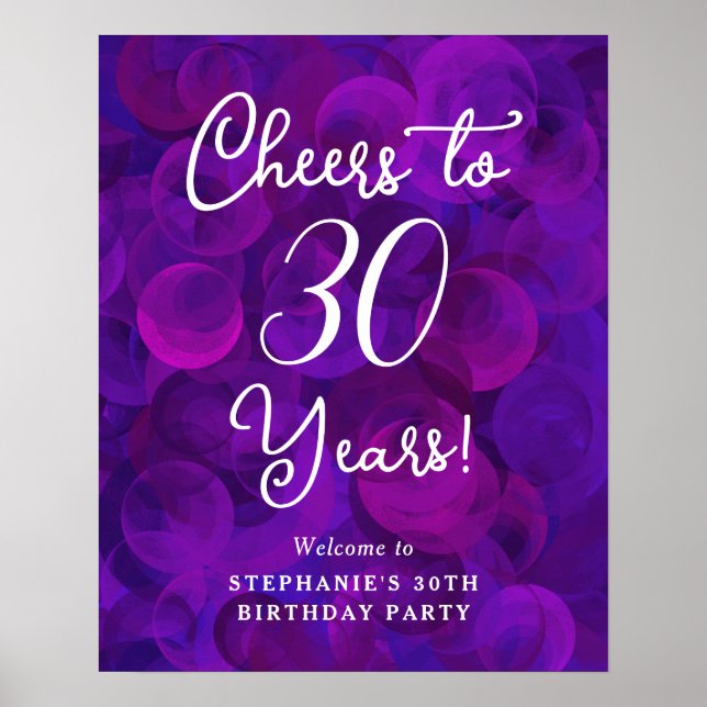 Affiche Elégant violet encourage à 30 ans 30e anniversaire (Devant)