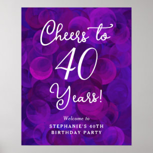 Affiche Elégant violet encourage à 40 ans 40e anniversaire