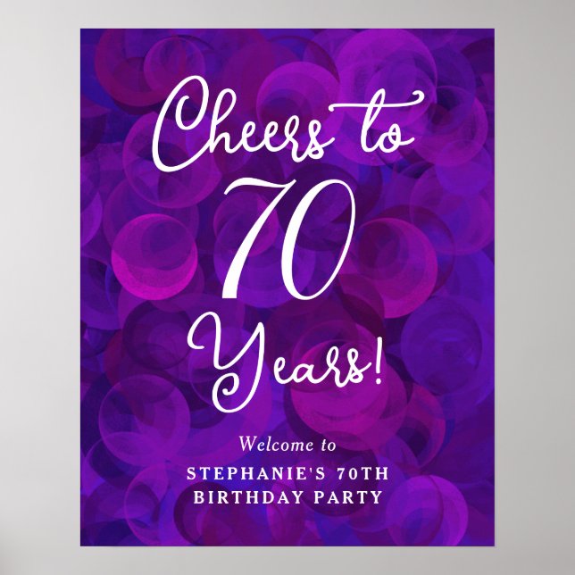 Affiche Elégant violet encourage à 70 ans 70e anniversaire (Devant)