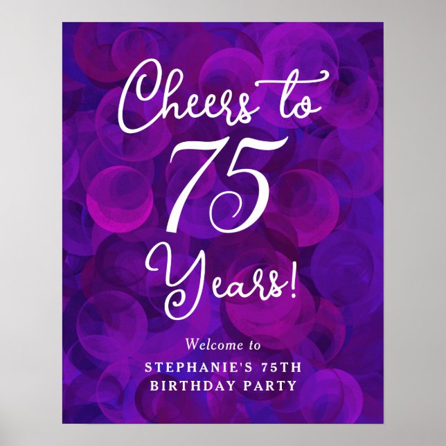 Affiche Elégant violet encourage à 75 ans 75e anniversaire (Devant)