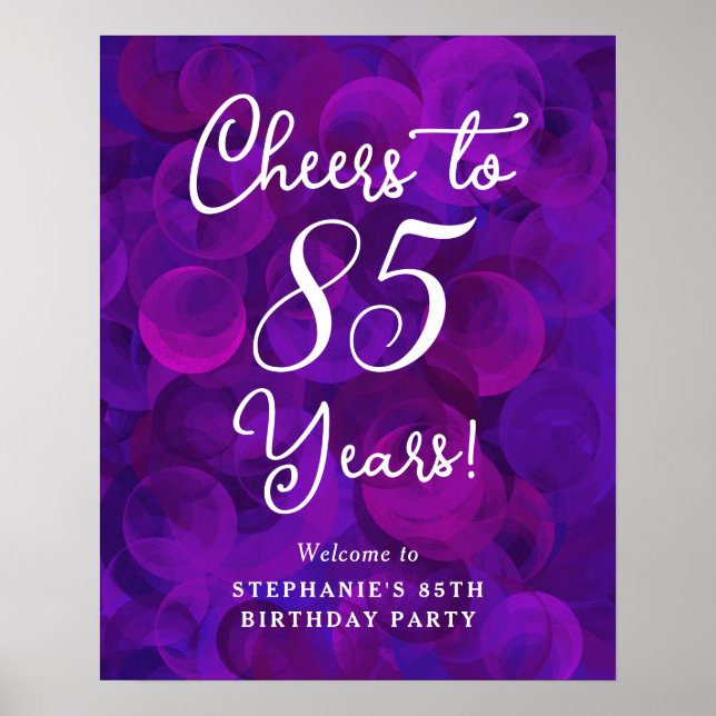 Affiche Elégant violet encourage à 85 ans 85e anniversaire (Devant)