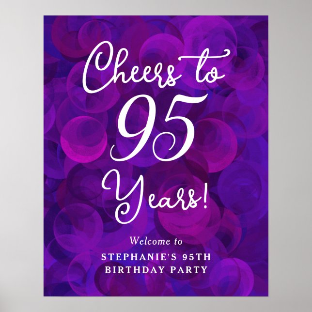 Affiche Elégant violet encourage à 95 ans 95e anniversaire (Devant)