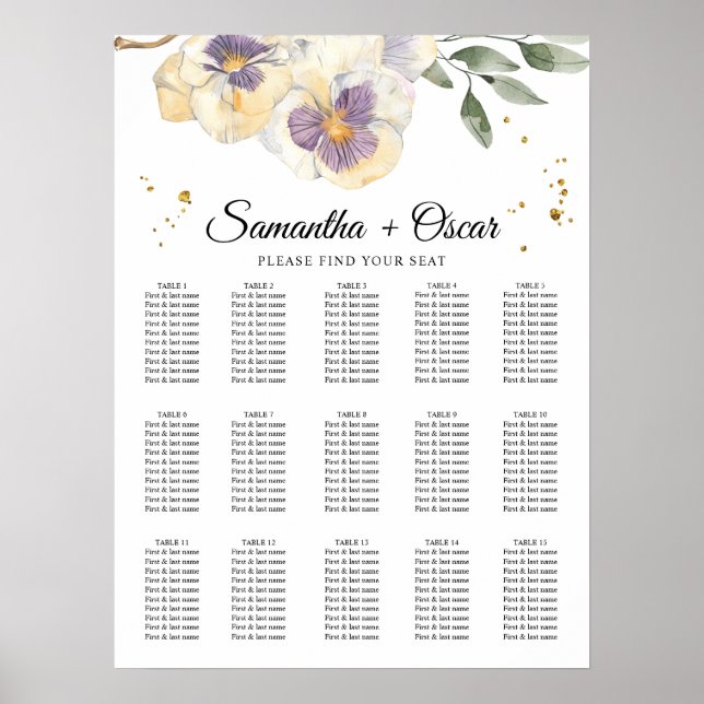 Affiche Elégant violet et aquarelle Pansy Cadre Floral (Devant)