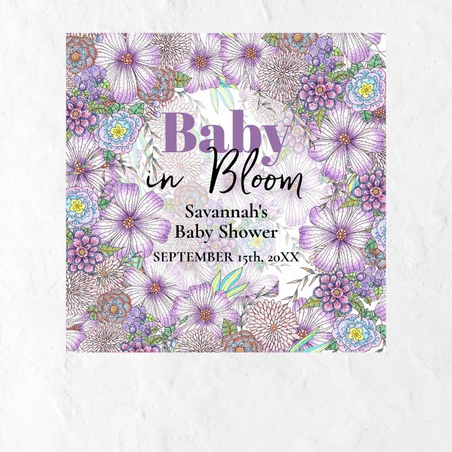 Affiche Élégant violet fleurs de jardin bébé en fleur (Créateur téléchargé)