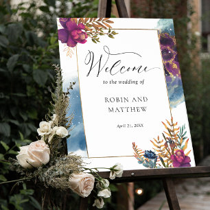 Affiche Elegant Watercolor  Celestial Welcome Wedding Sign
