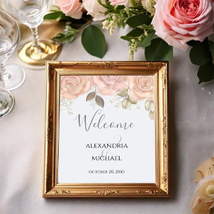 Affiche Elegant Watercolor Rose Gold Greenery Foliage