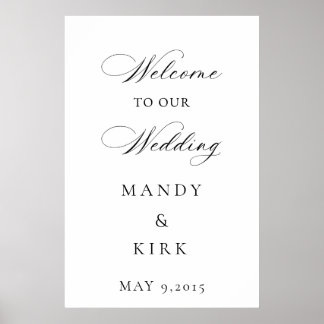 Affiche Elegant Wedding Welcome Sign Template