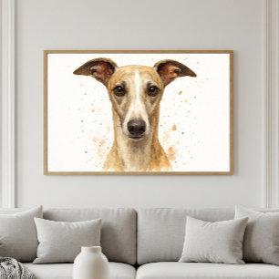 Affiche Elégant Whippet Aquarelle Portrait