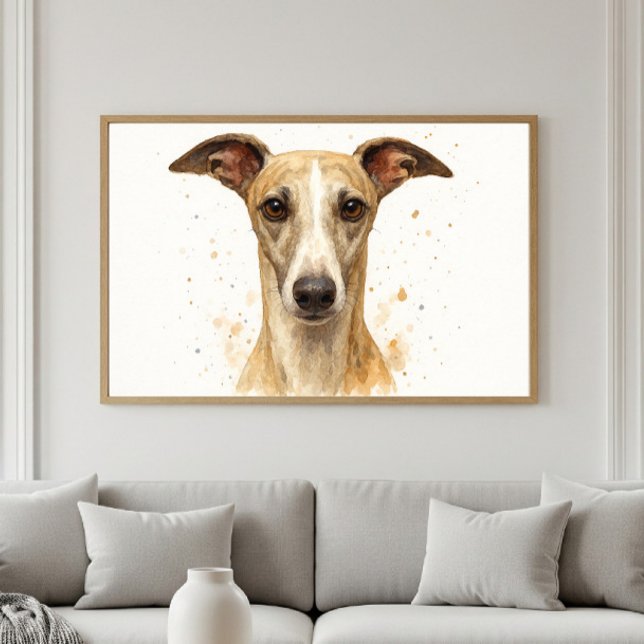 Affiche Elégant Whippet Aquarelle Portrait (Créateur téléchargé)