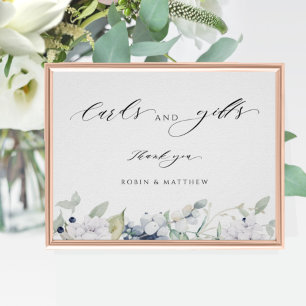 Affiche Elegant White and Blue Floral Cards & Venin Sign