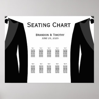 Affiche Elegant White Gay Wedding Seating Chart