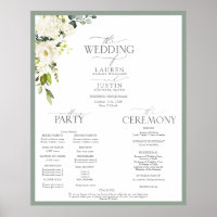 Elegant White Gray Green Floral Watercolor Program