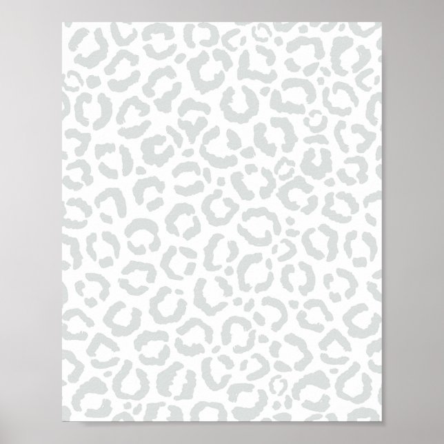 Affiche Elegant White Gray Leopard Cheetah Animal Print (Devant)