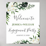 Affiche Elegant White Orchid Engagement Party Welcome Sign<br><div class="desc">Elegant White Orchid Engagement Party Welcome Sign.
The default size is 8 x 10 inches,  you can change it to a larger size. 
For further customization,  please click the "customize further" link and use our design tool to modify this template.
If you need a help,  contact me,  please.</div>
