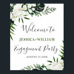 Affiche Elegant White Orchid Engagement Party Welcome Sign<br><div class="desc">Elegant White Orchid Engagement Party Welcome Sign.
The default size is 8 x 10 inches,  you can change it to a larger size. 
For further customization,  please click the "customize further" link and use our design tool to modify this template.
If you need a help,  contact me,  please.</div>