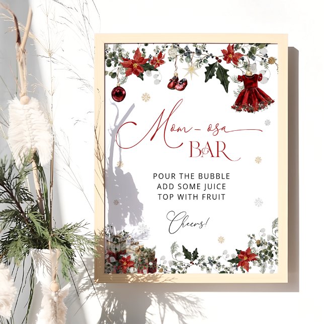 Affiche Elégant Winter Girl Baby shower Momosa Bar (Créateur téléchargé)