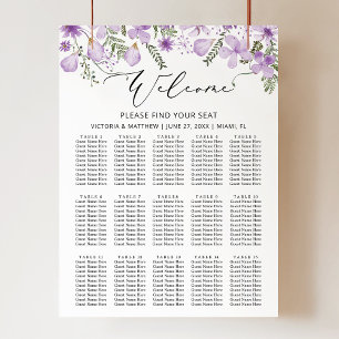 Affiche Elégante 15 Tables Mariage violet Siège