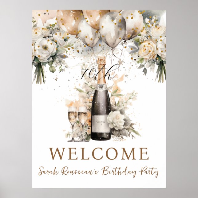 Affiche Élégante 70e fête d'anniversaire surprise (Devant)