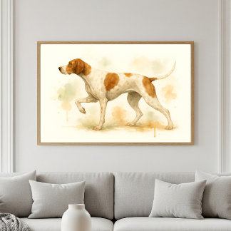 Affiche Elégante aquarelle anglaise Pointer Dog
