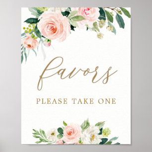 Affiche Elégante Aquarelle Blush Floral Treat Favors