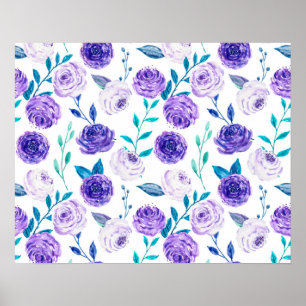 Affiche Elégante aquarelle Bouquet floral violet
