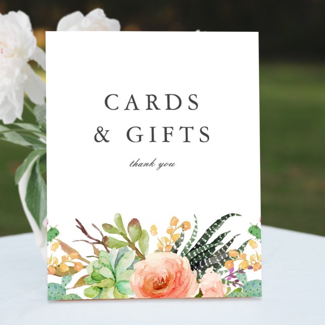 Affiche Élégante aquarelle Cadeaux de mariage succulents (Créateur téléchargé)