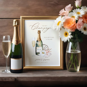 Affiche Elégante aquarelle Champagne Mariage occidental