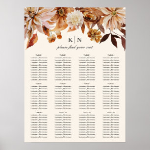 Affiche Elégante aquarelle d'automne Floral Siège Mariag