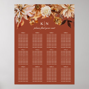 Affiche Elégante aquarelle d'automne Floral   Siège Mariag