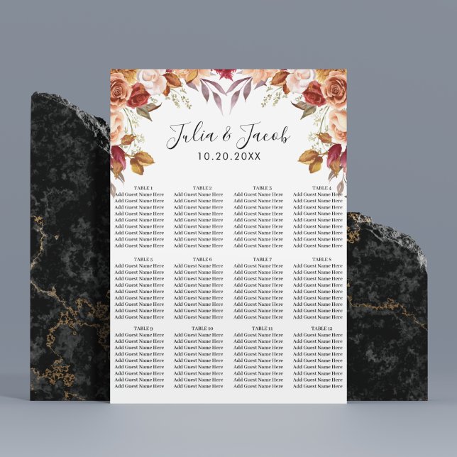 Affiche Elégante aquarelle d'automne Mariage Floral (Elegant Autumn Watercolor Floral Wedding Party Supplies)