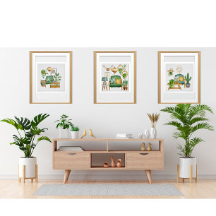 Affiche Elégante aquarelle du jardin de Cactus