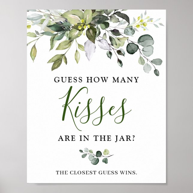 Affiche Elégante aquarelle Eucalyptus Fête des mariées Pos (Devant)