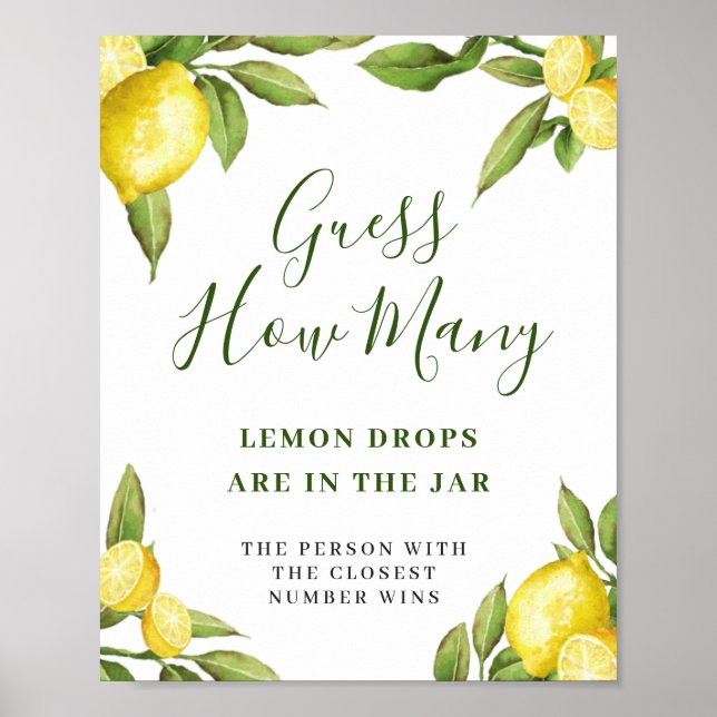 Affiche Elégante aquarelle Fête des mariées citron (Devant)