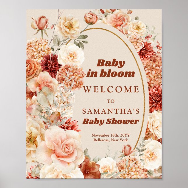 Affiche Elégante aquarelle fleur de jardin sauvage Panneau (Devant)