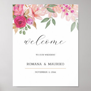 Affiche Elégante aquarelle florale peinte à la main