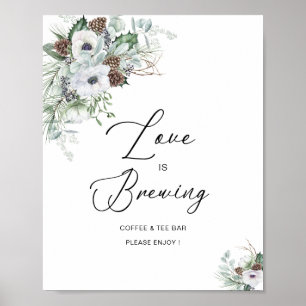 Affiche Elégante aquarelle hiver Anémones fleurs nuptiale