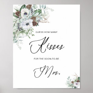 Affiche Elégante aquarelle hiver Anémones fleurs nuptiale