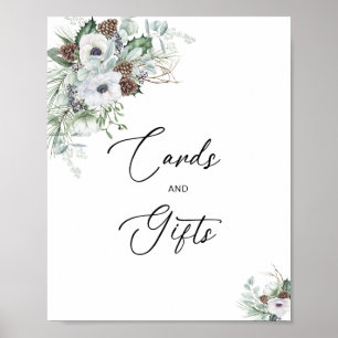 Affiche Elégante aquarelle hiver Anémones fleurs nuptiale