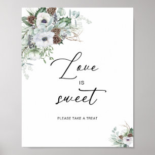 Affiche Elégante aquarelle hiver Anémones fleurs nuptiale