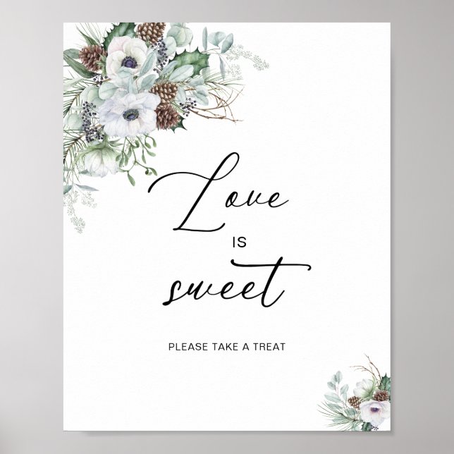 Affiche Elégante aquarelle hiver Anémones fleurs nuptiale (Devant)