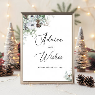 Affiche Elégante aquarelle hiver Anémones fleurs nuptiale