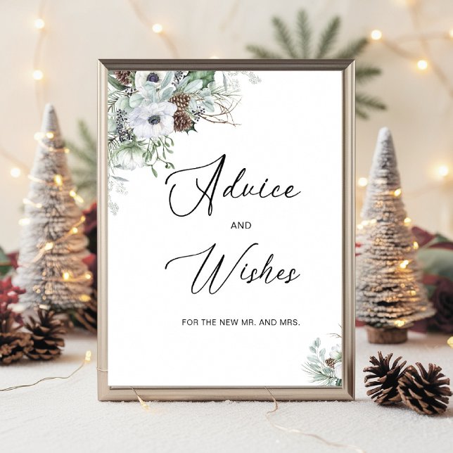 Affiche Elégante aquarelle hiver Anémones fleurs nuptiale (Créateur téléchargé)