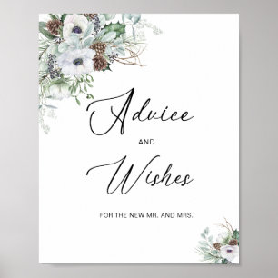 Affiche Elégante aquarelle hiver Anémones fleurs nuptiale